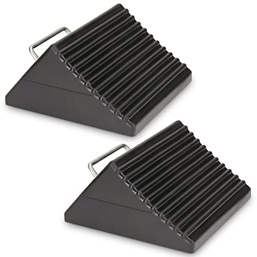 Wheel Chocks for Cars, RVs, Trucks, Trailers, and Vehicles G.V.W. up to 6T, 2 Pack - Anti Slip Bottom Tire Chock for All Weather Use - RV, Travel Trailer, Pop Up Camper Accessory - color: 2 Pack Large w/Handle