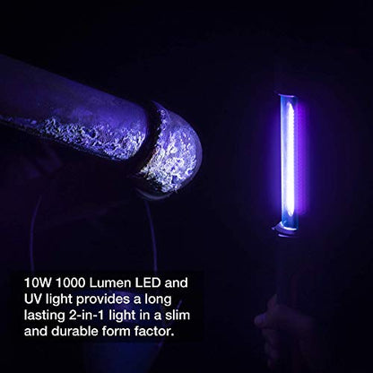 NEIKO 40337A Cordless 10-Watt 2-in-1 COB LED and UV Work Light with Rechargeable 4000-mAh Li-Ion Battery, Up to 8 Hours Run Time, Magnetic with 2 Swivel Hooks