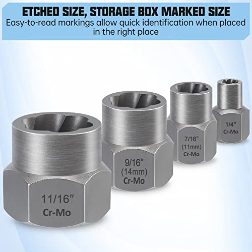 XEWEA 21PCS Bolt Nut Extractor Set, 3/8" Drive Easy Out Socket Remover | Lug Nut Extraction Easy Out Tools For Damaged, Frozen, Studs, Rusted, Rounded-Off Bolts & Nuts Screws, Cr-Mo Steel - size: 21PCS