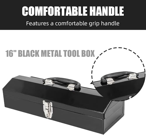 2Pack Portable Tool Box, Metal Tool Box, 4 Non-Slip Foot Pads, Ideal for Trailer, Mechanic, DIY-ers, Car Toolbox, Workshops, Garages, Repair Shops,Black - size: 2P-Black