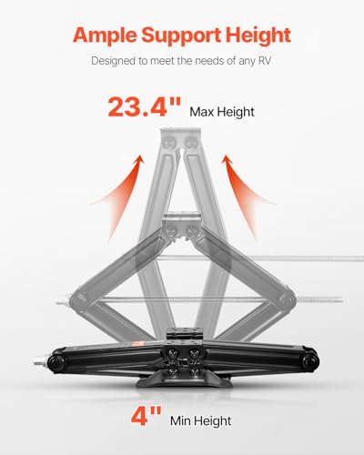 VEVOR 9000 lbs RV Scissor Jacks, 4-23.4 in RV Stabilizer Leveling Scissor Jacks, Set of 2, Heavy Duty Stabilizer Jack with Crank Handle, Socket and Bubble Levels, Not Easily Bent or Deformed - size: 9000 lbs, style: 2 PACK