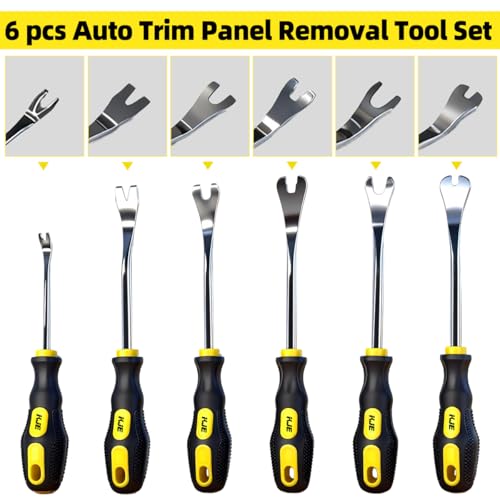 KJE 6-Piece Auto Trim Removal Tool Set with Soft Grip Handles | Car Trim Removal Tool Kit for Interior Panel and Clip Fastener Removal with Storage Bag