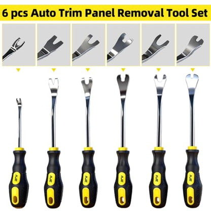 KJE 6-Piece Auto Trim Removal Tool Set with Soft Grip Handles | Car Trim Removal Tool Kit for Interior Panel and Clip Fastener Removal with Storage Bag