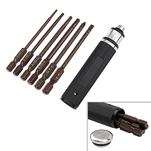 6 in 1 Hexagonal Screwdrivers 1.5 2.0 2.5 3.0mm 0#+ 1#- Hex Key Screw Driver Repair Tool for RC Drone Car (Black) - color: Black