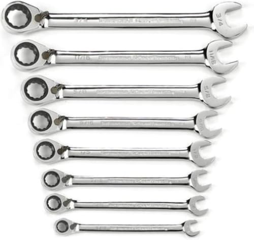 GEARWRENCH 8 Piece 72-Tooth 12 Point Reversible Ratcheting Combination SAE Wrench Set | 9533N (Pack of 10) - size: Pack of 10