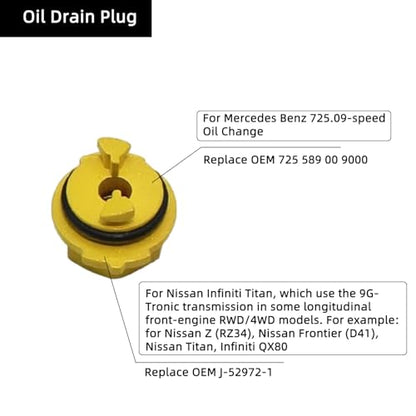 DPTOOL Metal Transmission Oil Filling Tool Compatible with Mercedes Benz 725.0 8-Speed 9-Speed Oil Change Transmission Oil Filler Adapter Tool Replace 725 589 02 90 00, 725 589 00 90 00 - size: 8 and 9 Speed