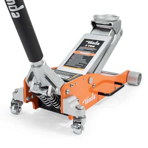 TONDA Floor Jack, 3 Ton Aluminum and Steel Low Profile Hydraulic Car Jack with Dual Pump System, Rapid Lift, Orange - color: 3T Orange