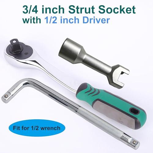 3/4"(19mm) Strut Socket With 1/2" Drive for 1-5/8" Wide Strut Channels-Heat Treated Alloy Steel Forging Suspension Strut Socket Tool(Silvery) - color: Silvery