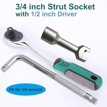 3/4"(19mm) Strut Socket With 1/2" Drive for 1-5/8" Wide Strut Channels-Heat Treated Alloy Steel Forging Suspension Strut Socket Tool(Silvery) - color: Silvery