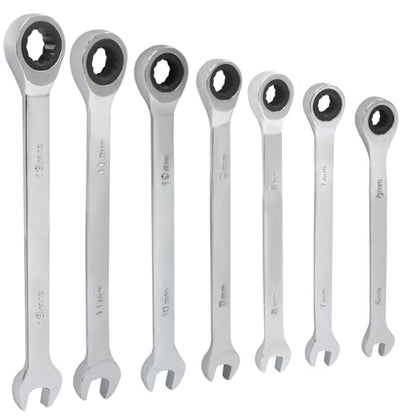 7 PCS Metric Ratchet Wrenches Set 6mm 7mm 8mm 9mm 10mm 11mm 13mm, Ratcheting Combination Wrench for Projects Metric Tight Spaces - size: 6 mm, 7 mm, 8 mm, 9 mm, 10 mm, 11 mm, 13 mm set