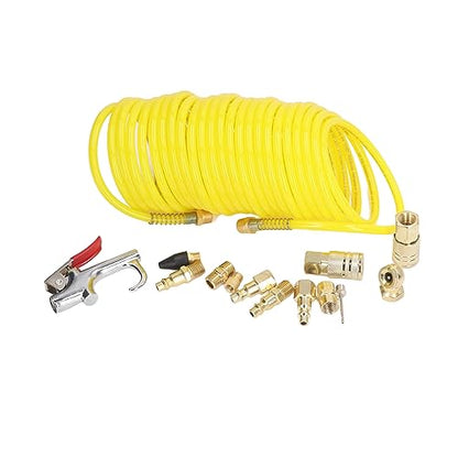 14PCS Air Compressor Kit with 1/4 Inch NPT Quick Connector, Nylon Air Hose Kit for Automotive Repair and Cleaning, Includes Blow Gun and Fittings for Dual - Use Pneumatic