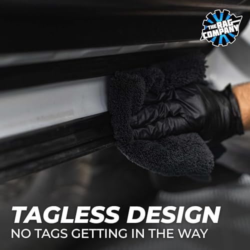The Rag Company - Creature Edgeless Auto Detailing Towels (10-Pack) Professional 70/30 Blend, Dual-Pile Plush Microfiber, Buffing & Polishing, 420gsm, 16in x 16in, Black - color: Black