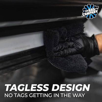 The Rag Company - Creature Edgeless Auto Detailing Towels (10-Pack) Professional 70/30 Blend, Dual-Pile Plush Microfiber, Buffing & Polishing, 420gsm, 16in x 16in, Black - color: Black