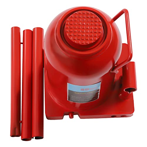 50 Ton Hydraulic Bottle Jack, 110,231lbs Red Stubby Low Profile Welded Bottle Jack with 18.5in Lifting Height, Alloy Steel Heavy Duty Bottle Jacks for Industrial Equipment - size: 50 Tons