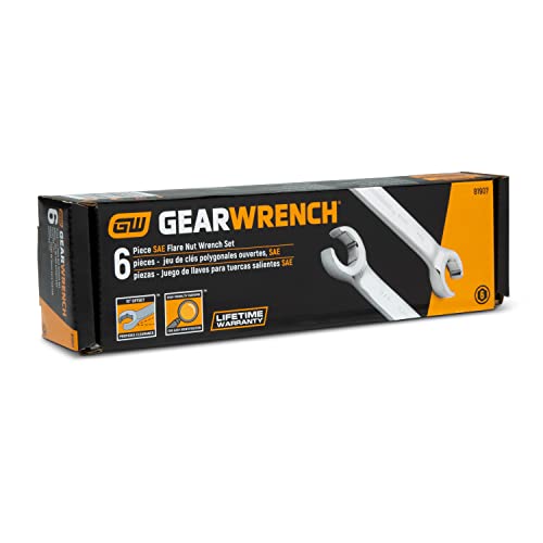 GEARWRENCH 6 Pc. Flare Nut Wrench Set, SAE - 81907 - size: 6-piece kit, style: SAE