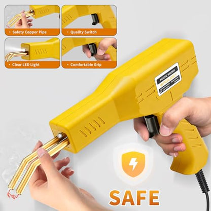 Plastic Welder Kit, 1200PCS Staples, Hot Stapler for Bumper Repair | 1200PCS Mixed Staples, Rust-Proof Stainless Steel, Portable Toolbox, Built-in LED, Ergonomic Grip, 5-Year Warranty, DIYers - color: Yellow