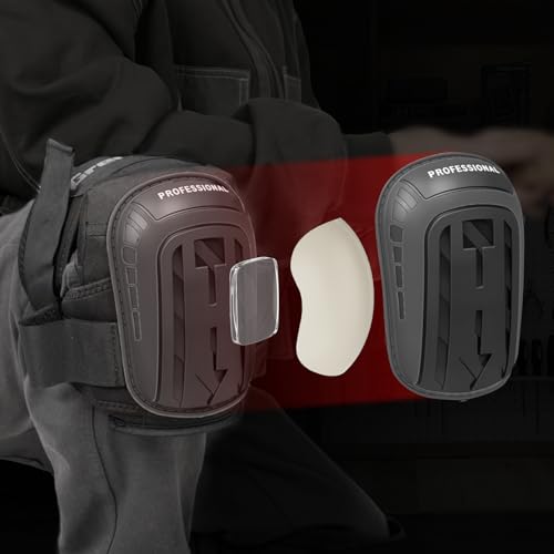 GRENPRO Heavy Duty Knee Pads, Gel Foam, Construction Work Gardening | Adjustable anti-slip straps, comfortable cushion for men and women, flooring, cleaning, tiling, roofing