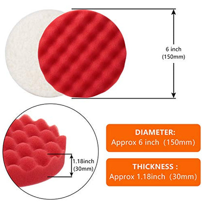 BBTO 12 Pieces Buffing Polishing Pads 6 Inch Compound Buffing Sponge Pads Cutting Polishing Kit for Car Buffer Compounding and Waxing | Sponge Cutting Pads, Car Waxing Compounding, Bulk Pack, Compatible with 6 in Buffer