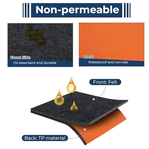 Heavy Duty Oil Spill Mat Absorbent Garage Floor Mat for Under Car 1/4inch Thicked Non-Slip Rubber Backing Pad Protect Floor Washable Durable Reusable Pad for Garage Truck Kitchen Gym (9.8FT × 8.2FT)