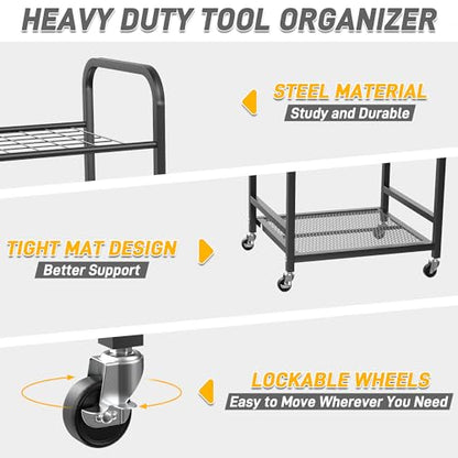 Ultrawall Garden Tool Organizer Stand, Yard Tool Storage Rack with Lockable Wheels, Garage Tool Storage for Rake, Brooms, Indoor & Outdoor Use - size: Small