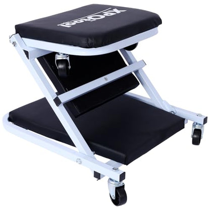 2-in-1 Mechanic Creeper and Stool, 36" Z Creeper Seat, 300 lbs Capacity, Low Profile Design with 6 Smooth-Rolling Wheels, Garage Tool for Mechanics (Grey+Black) - color: Grey+black