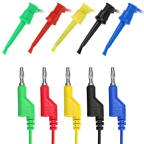 Sumnacon 39 Inch Multimeter Test Lead Set - 5 Pcs Stackable Banana Plug to Test Hook Wire Cable Kit with Protective, Flexible Wire Leads for Electrical Testing 500V/5A | Multimeter 500V/5A Test Lead Set, Flexible Wire Leads for Electrical Testing,39 Inch