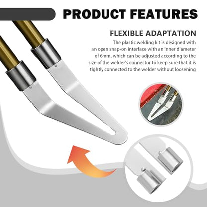 4PCS Plastic Welding Tips by Plastic Welder Gun,Stainless Steel Plastics Welder Tips with 45° Elbow,Smoothing Tip Head Plastics Welding Kit Car Accessories for Bumper Repair
