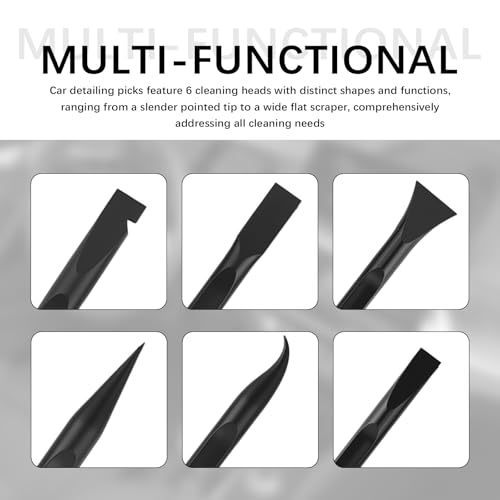 6PCS Car Detailing Pick Set,Car Detailing Tools with 6 Cleaning Heads for Vents,Seams,Cup Holders,Buttons & Interior Gaps,Universal Cars Cleaning Kit for Most Cars SUVs