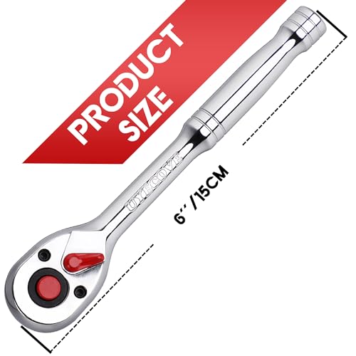 1/4 Inch Drive Ratchet Wrench, 1/4 Ratchet, Socket Wrench, 72-Tooth Quick-release Reversible Cr-Mo Head, Chrome Steel Made - 5.9''15cm - size: 1/4" Standard Ratchet - 5.9 inch