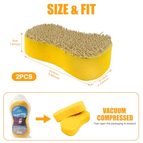 Car Wash Sponge 2 Pack - Large Plush Scratch-Free Cleaning Sponges, High Foam Long-Hair Microfiber Wash Sponge for Cars Trucks SUVs & Household Use - color: 2 Pack