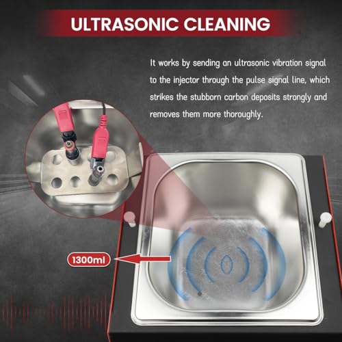 UNT50 Fuel Injector Cleaner Machine, Ultrasonic Pulse Cleaning System | Easy One-Touch Operation, On-Car & Bench Cleaning, 1300ml Stainless Tank, for Cars, Motorcycles & Marine, Gasoline & Diesel