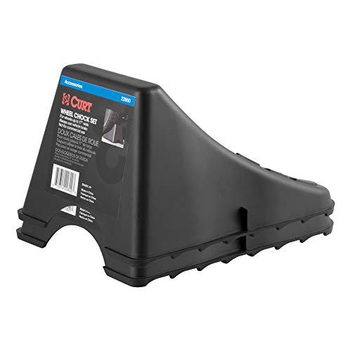 CURT 22800 Black Plastic Wheel Chocks, Vehicle, Trailer, Truck, RV, 2-Pack