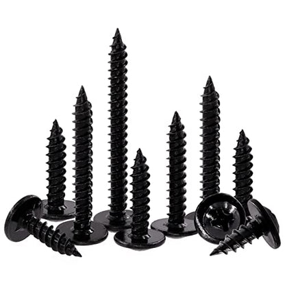 Swpeet 120Pcs #8 x 1/2" Phillips Modified Truss Head Wood Screws Kit, Black Phosphate Zinc Plated Carbon Steel Self Tapping Sheet Metal Screws Self-drilling Screws for Plastic, Wood and Soft Materials - color: Black, size: #8 x 1/2"