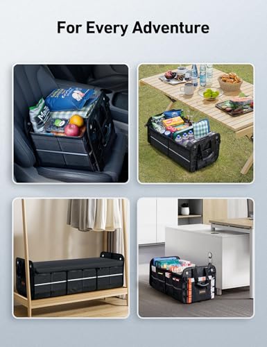 AstroAI Car Trunk Organizer Storage Portable Collapsible Large | with Cooler Bag, Foldable Cover, Nylon Handles, PU Bottom and PE Plate Portable Storage Box for SUV, Truck, Pickup