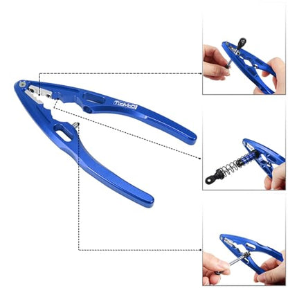 RC Tool kit with Shock Pliers Multi-function & Hex Bit Linkages Link Rod Ends Installing Tools for Arrma Axial Losi Tamiya 1/10 RC Cars Trucks Rock Crawlers (Blue) - color: Blue