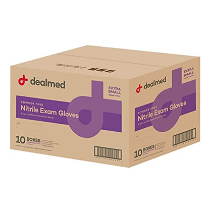 Dealmed Nitrile Gloves - Latex Free Disposable, 2000 Count - X-Small | Powder Free, Purple, Medical Exam Use, Ambidextrous Fit, Beaded Cuffs, Cut Resistant, Hypoallergenic, Water Resistant, Adult - color: Purple (Case of 10), size: X-Small (Pack of 200)