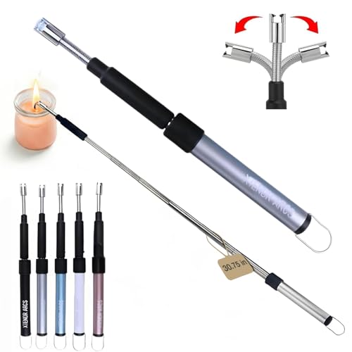 V2 Extendable 2.5 Feet. Arc Extra Long Lighter, Flameless Fireplace Stove Electric Candle Lighter, Long Neck for Pilot Light, Grilling, Firepit, Kitchen, BBQ (Silver) - color: Silver