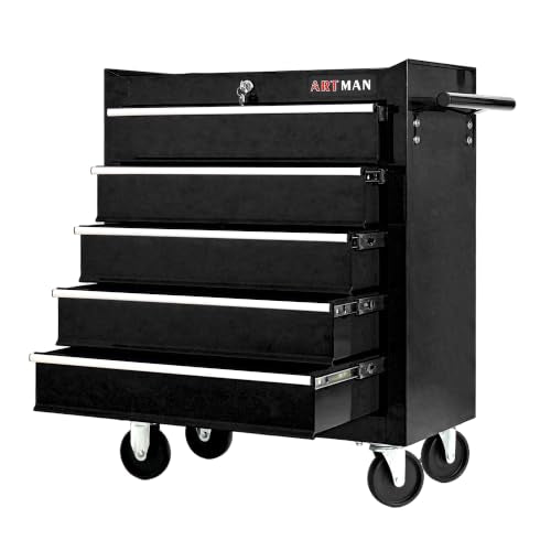 5 Drawers Rolling Tool Chest on Wheels, Multifunctional Tool Cart Tool Storage, Drawers Rolling Tool Trolley Organizer Tool Case for Garage,Warehouse,Workshop,Repair Shop (5 Drawers-Black) - color: Black, size: 5 Drawers