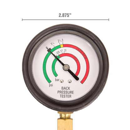 OEMTOOLS 37263 Exhaust Back Pressure Tester/Gauge Kit, Exhaust Gauge Diagnoses Catalytic Converter Issues, Oxygen Sensor Adapter, psi/Bar Readings