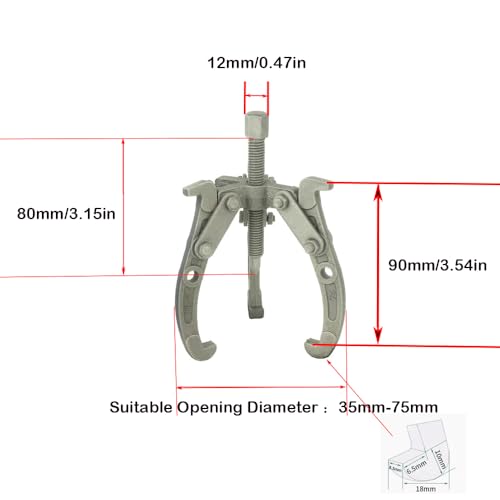3 Jaw-3" Gear Puller,3 Jaw Puller for Pulley Gear Bearing Flywheel Removal(3in) - size: 3in