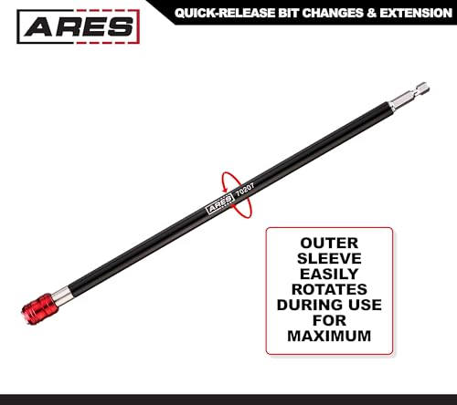 ARES 70207 - Drill Extension Bit Holder - 12-Inch Quick Release - Works With All 1/4-Inch Drive Bits - Quick Release Mechanism Makes Changing Bits a Breeze - size: 12-Inch Quick Release Extension Bit Holder