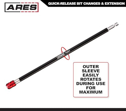 ARES 70207 - Drill Extension Bit Holder - 12-Inch Quick Release - Works With All 1/4-Inch Drive Bits - Quick Release Mechanism Makes Changing Bits a Breeze - size: 12-Inch Quick Release Extension Bit Holder