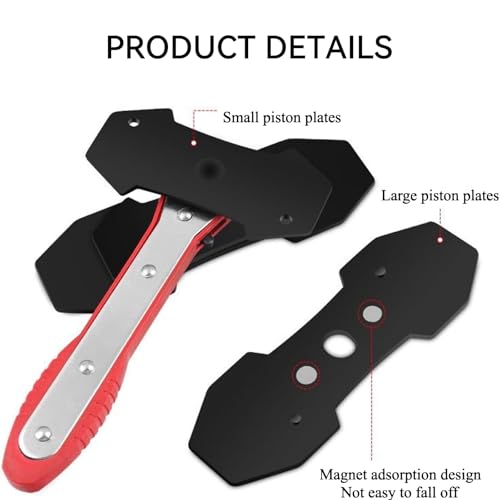 Brake Caliper Compression Tool,Car Ratcheting Brake Caliper Piston Spreader Press Tool with 2PCS Steel Plates,360° Adjustable Ratchet Piston Compressor, Essential Tool Kit for Car Brake Repair