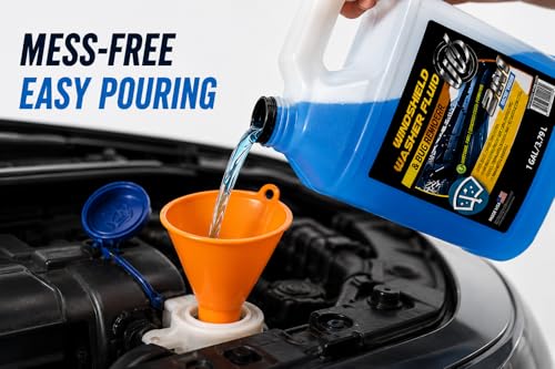 UCS 1123 QuickFill Spill Saver Funnel – Multi-Purpose Long Mouth Fueling Funnel, Wide Opening, Spill-Free Fluid Transfer for Gas, Oil, Coolant & Windshield Washer Fluid – Orange