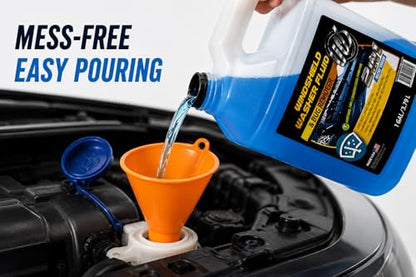 UCS 1123 QuickFill Spill Saver Funnel – Multi-Purpose Long Mouth Fueling Funnel, Wide Opening, Spill-Free Fluid Transfer for Gas, Oil, Coolant & Windshield Washer Fluid – Orange