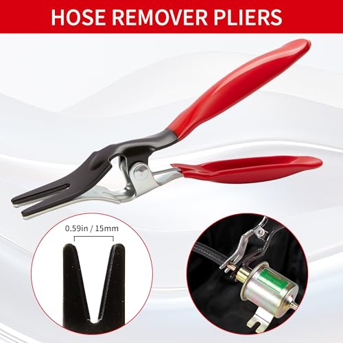 6PCS Fuel Line Disconnect Tool Set, Fuel Line Disconnect Tool Set | High-Carbon Steel，Fuel Filter Caliper, 30-Degree Disconnect Plier, Hose Clamp Plier & Panel Clip Remover with Storage Bag