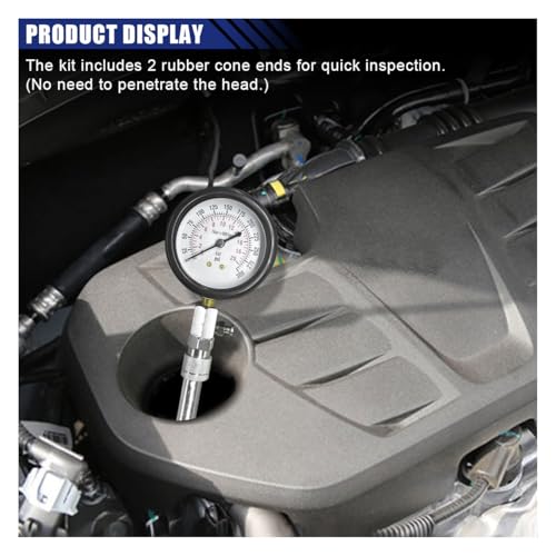 8PCS Car Compression Tester, 0-300PSI Engine Cylinder Pressure Gauge, Universal Petrol Compression Tester Automotive Tool for Car, Motorcycle, Truck, Snowmobile, ATV