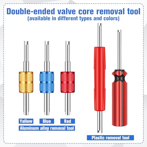 5Pcs Tire Valve Stem Removal Tool Kit, Single and Dual Heads Valve Core Remover, Air Conditioning Valve Core Remover Tool, for Bicycle Car Motorcycle Trucks Tire Repair Installation