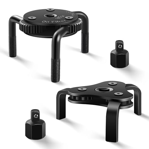 Reniteco Oil Filter Wrench Adjustable, Universal Oil Filter Removal Tool, Oil Filter Change Set 2-1/2 to 4 inch & 2-3/4 to 5-1/8 inch, 1/2" Drive for Removing Motorcycles Cars Trucks