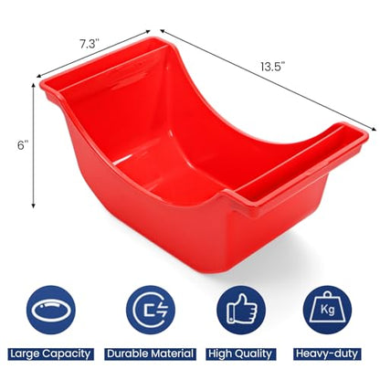 4 Pack Truck Wheel Pan, 2.8L Stackable Hub Oil Drain Pan, Red Fluid Drip Tool Trailer Wheel Catch Box for Heavy Duty Axle, Truck, Geared Engine Stand